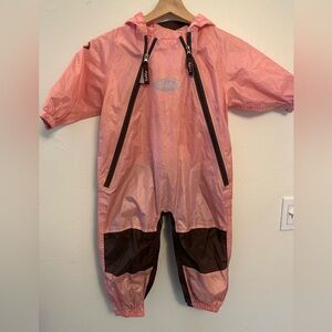 Tuffo Pink and Brown Kids One piece rainsuit size 2T
